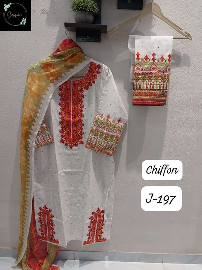 Jazmin 197 Sapphire Lawn Cotton Karachi Readymade Suits Exporter India