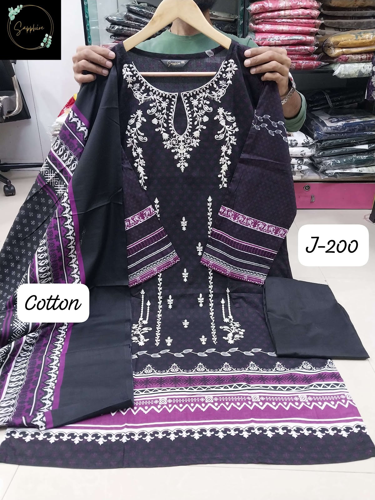 Jazmin 200 Sapphire Lawn Cotton Karachi Readymade Suits Exporter Gujarat