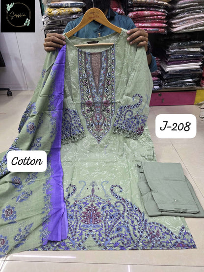Jazmin 208 Sapphire Lawn Cotton Karachi Readymade Suits Manufacturer Ahmedabad