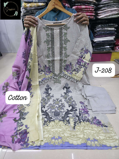 Jazmin 208 Sapphire Lawn Cotton Karachi Readymade Suits Manufacturer Ahmedabad