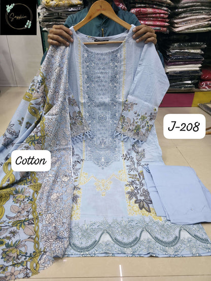 Jazmin 208 Sapphire Lawn Cotton Karachi Readymade Suits Manufacturer Ahmedabad