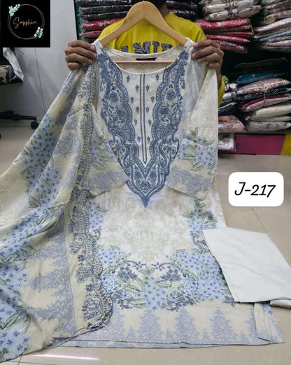 Jazmin 217 Sapphire Lawn Cotton Karachi Readymade Suits Supplier Ahmedabad