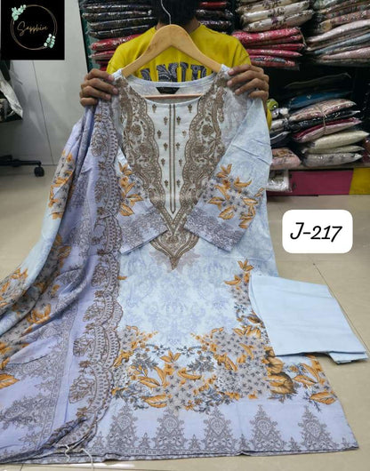 Jazmin 217 Sapphire Lawn Cotton Karachi Readymade Suits Supplier Ahmedabad