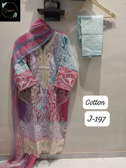 Jazmin New Vol 197 Sapphire Lawn Cotton Karachi Readymade Suits Wholesale