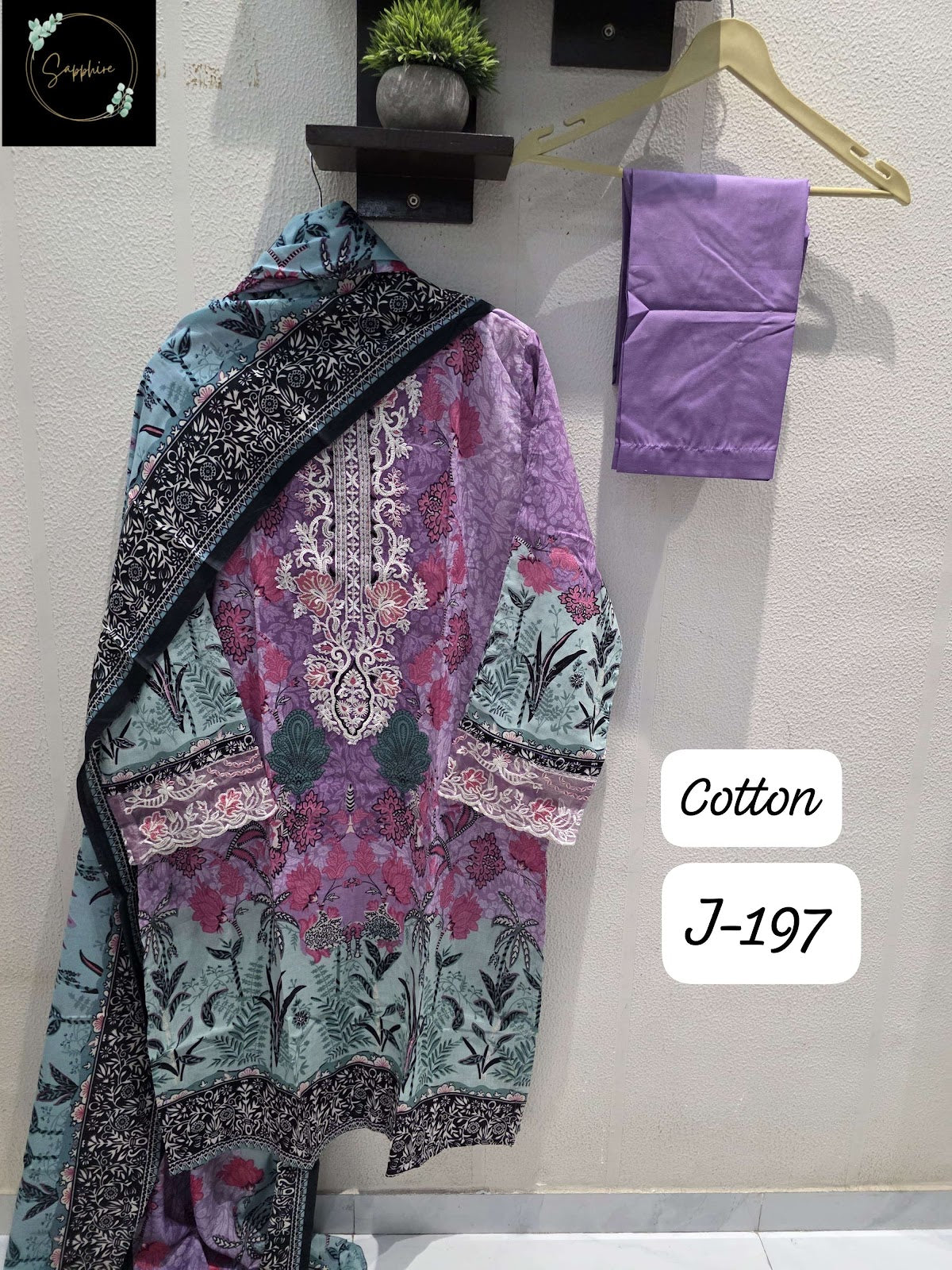 Jazmin New Vol 197 Sapphire Lawn Cotton Karachi Readymade Suits Wholesale