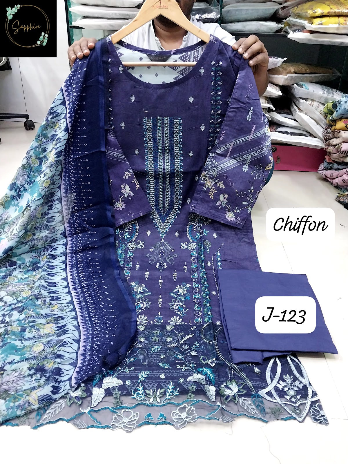 Jazmin Vol 123 Sapphire Lawn Cotton Pakistani Readymade Suits Exporter Ahmedabad