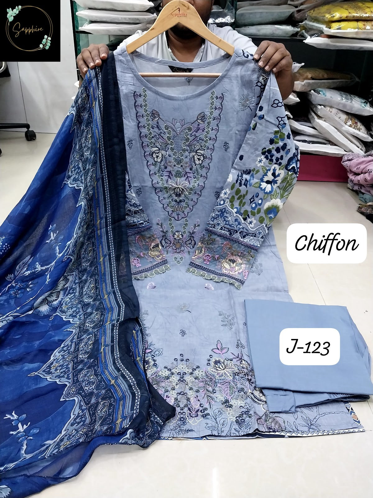 Jazmin Vol 123 Sapphire Lawn Cotton Pakistani Readymade Suits Exporter Ahmedabad