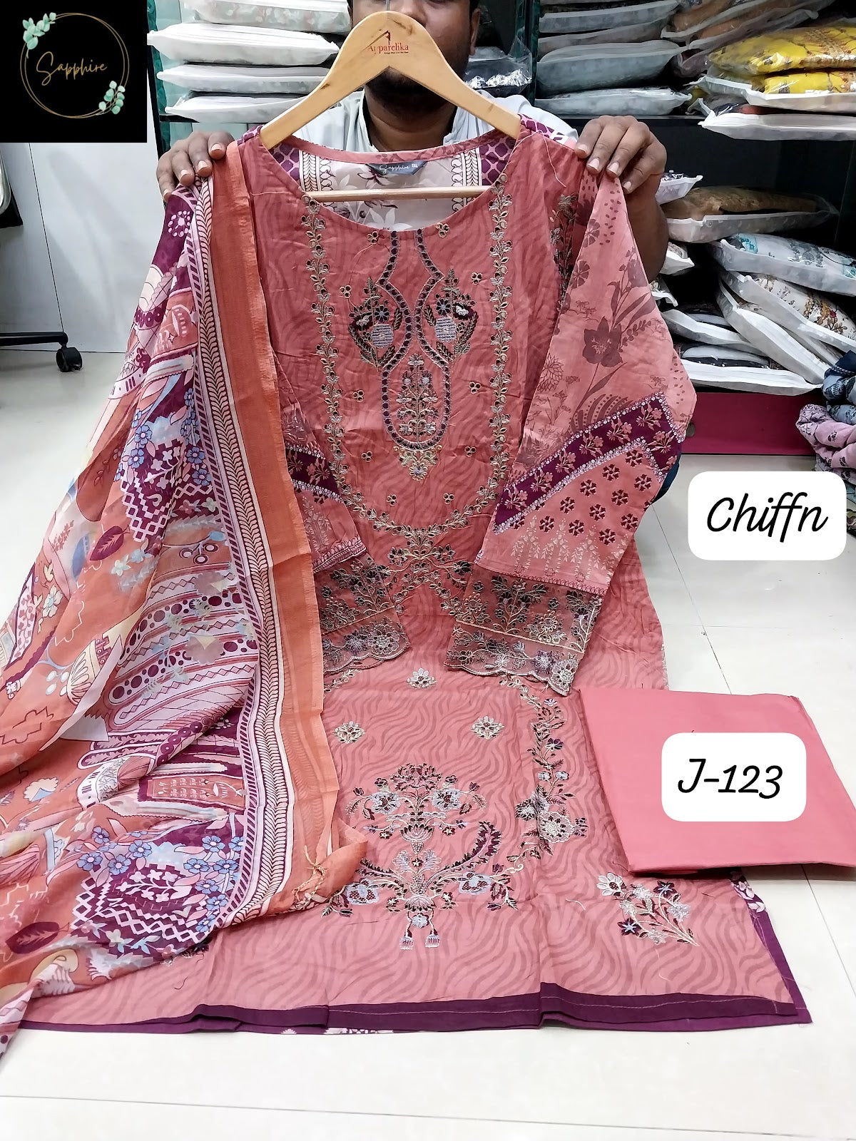 Jazmin Vol 123 Sapphire Lawn Cotton Pakistani Readymade Suits Exporter Ahmedabad
