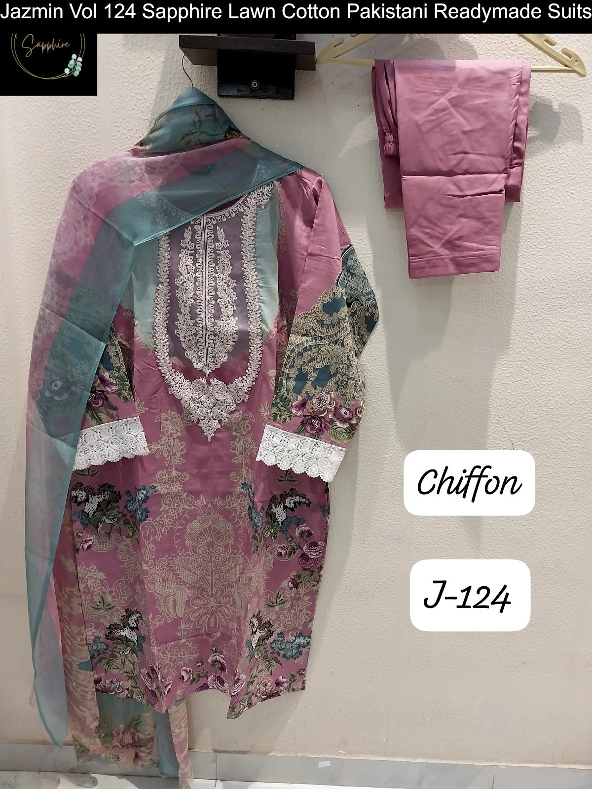 Jazmin Vol 124 Sapphire Lawn Cotton Pakistani Readymade Suits Exporter India