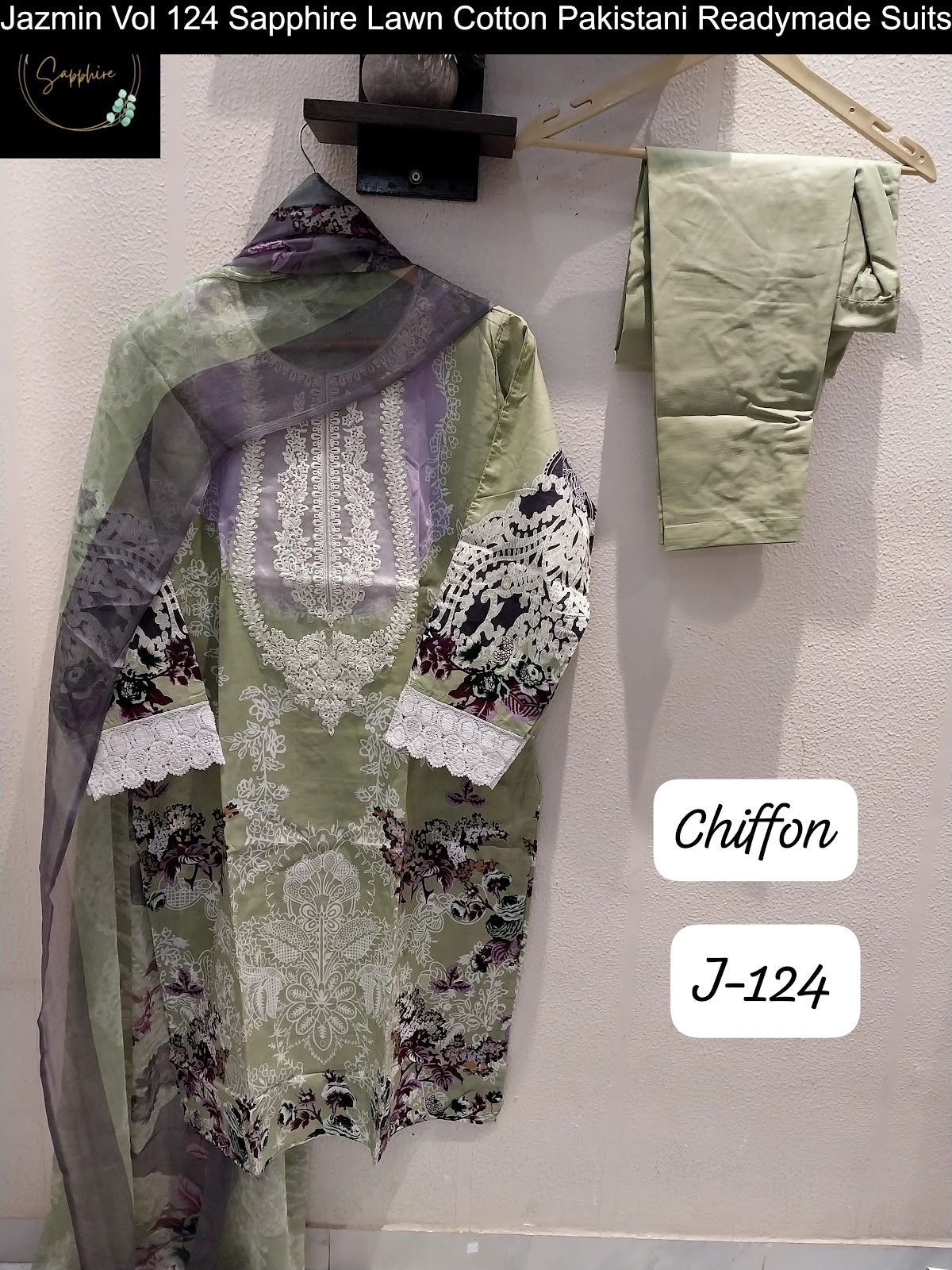 Jazmin Vol 124 Sapphire Lawn Cotton Pakistani Readymade Suits Exporter India