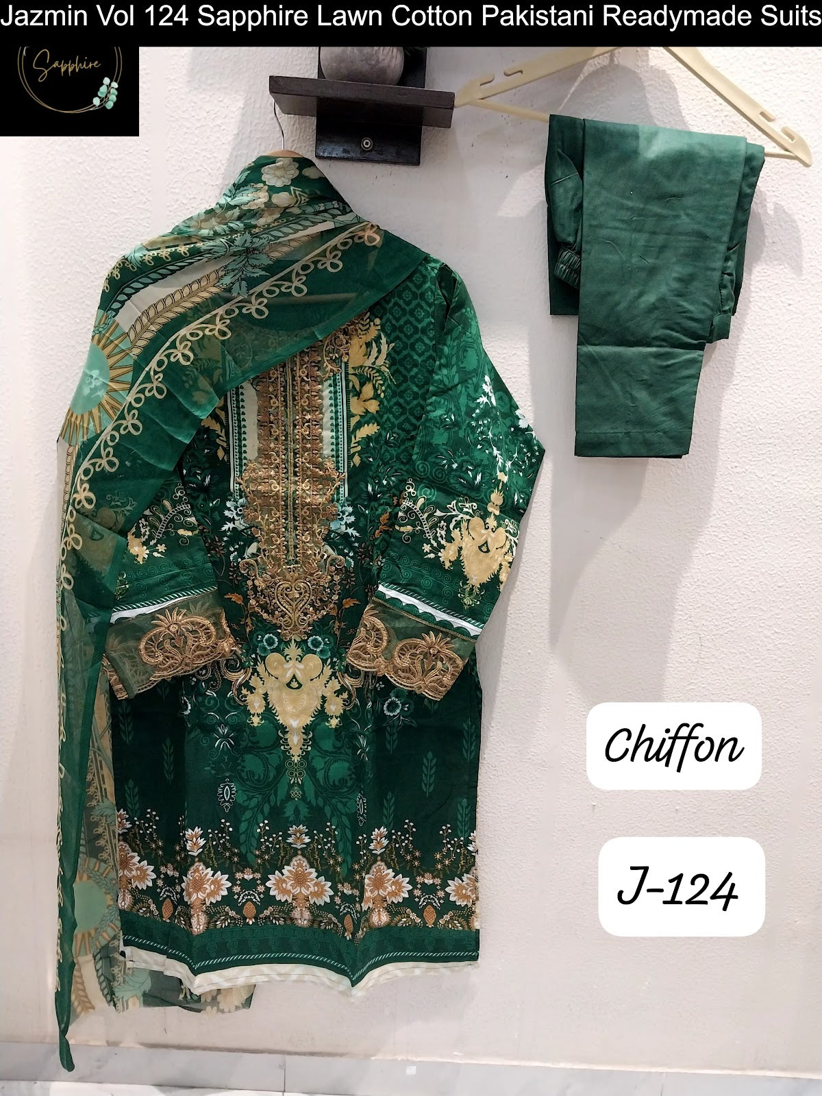 Jazmin Vol 124 Sapphire Lawn Cotton Pakistani Readymade Suits Exporter India