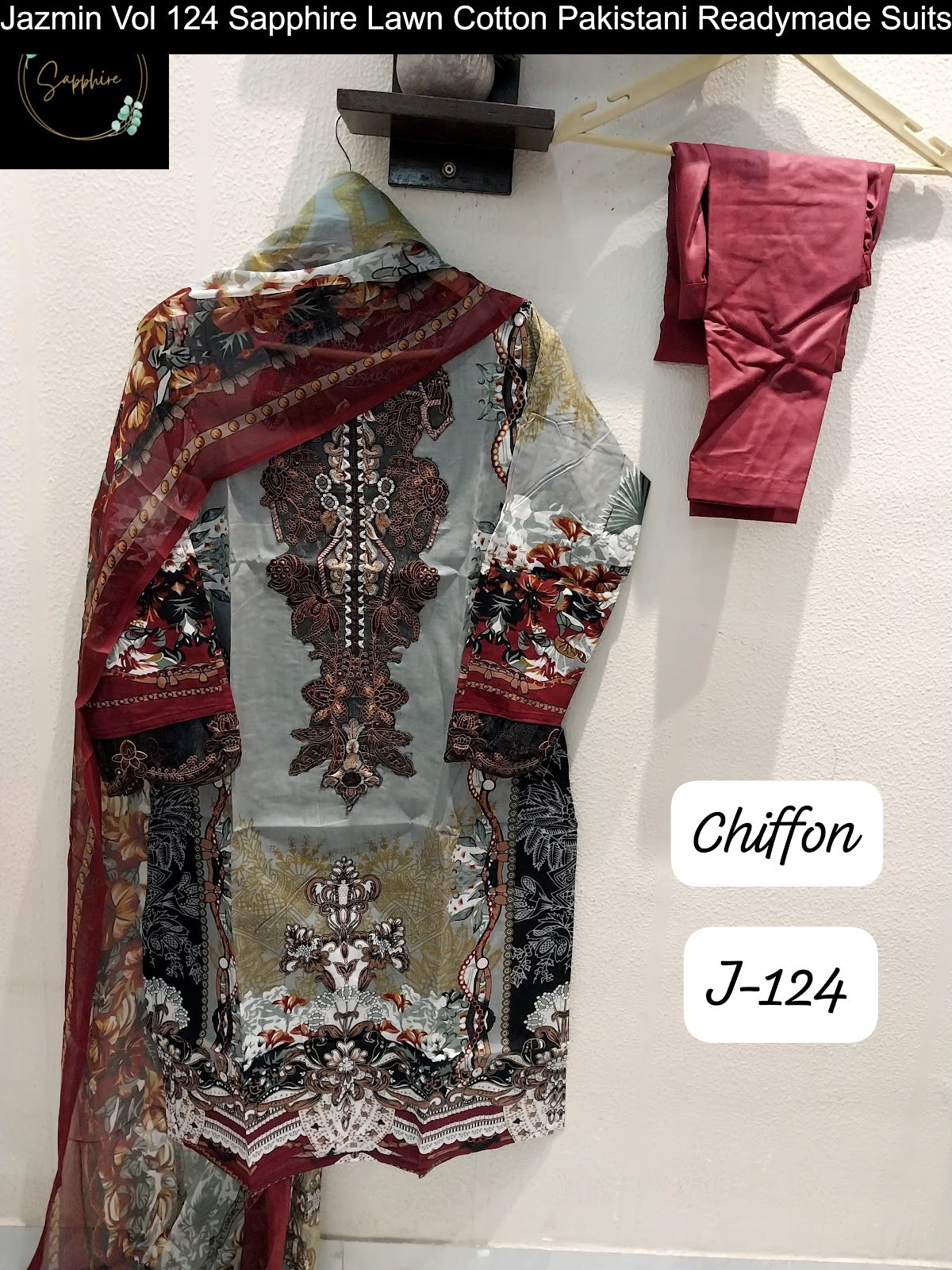 Jazmin Vol 124 Sapphire Lawn Cotton Pakistani Readymade Suits Exporter India