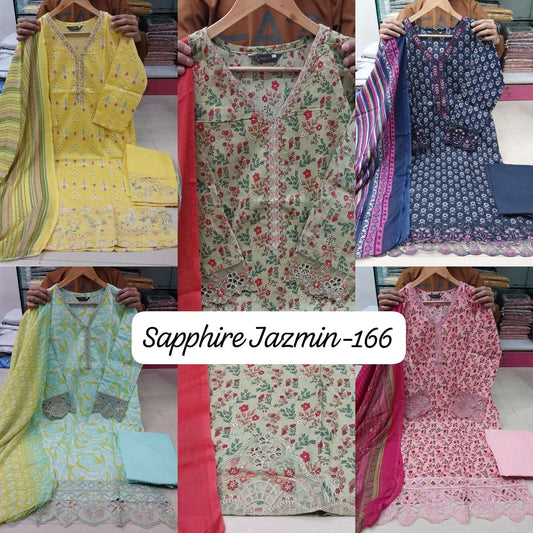 Jazmin Vol 166 Sapphire Lawn Karachi Readymade Suits Wholesale Price