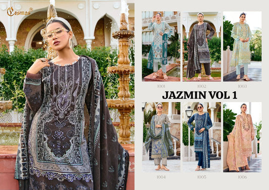 Jazmin Vol 1 Cosmos Fashion Lawn Cotton Karachi Salwar Suits Exporter Gujarat