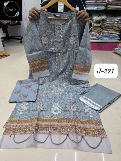 Jazmin Vol 221 Sapphire Lawn Cotton Pakistani Readymade Suits Supplier India