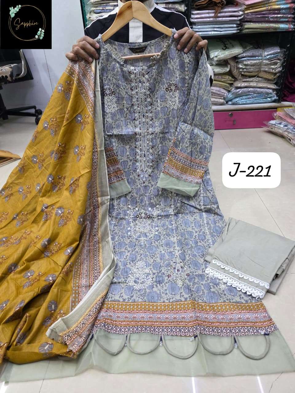 Jazmin Vol 221 Sapphire Lawn Cotton Pakistani Readymade Suits Supplier India
