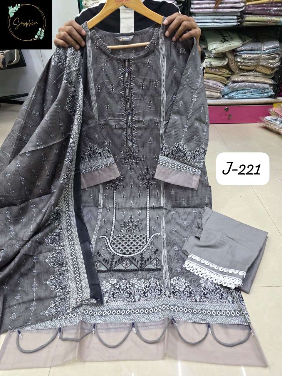 Jazmin Vol 221 Sapphire Lawn Cotton Pakistani Readymade Suits Supplier India