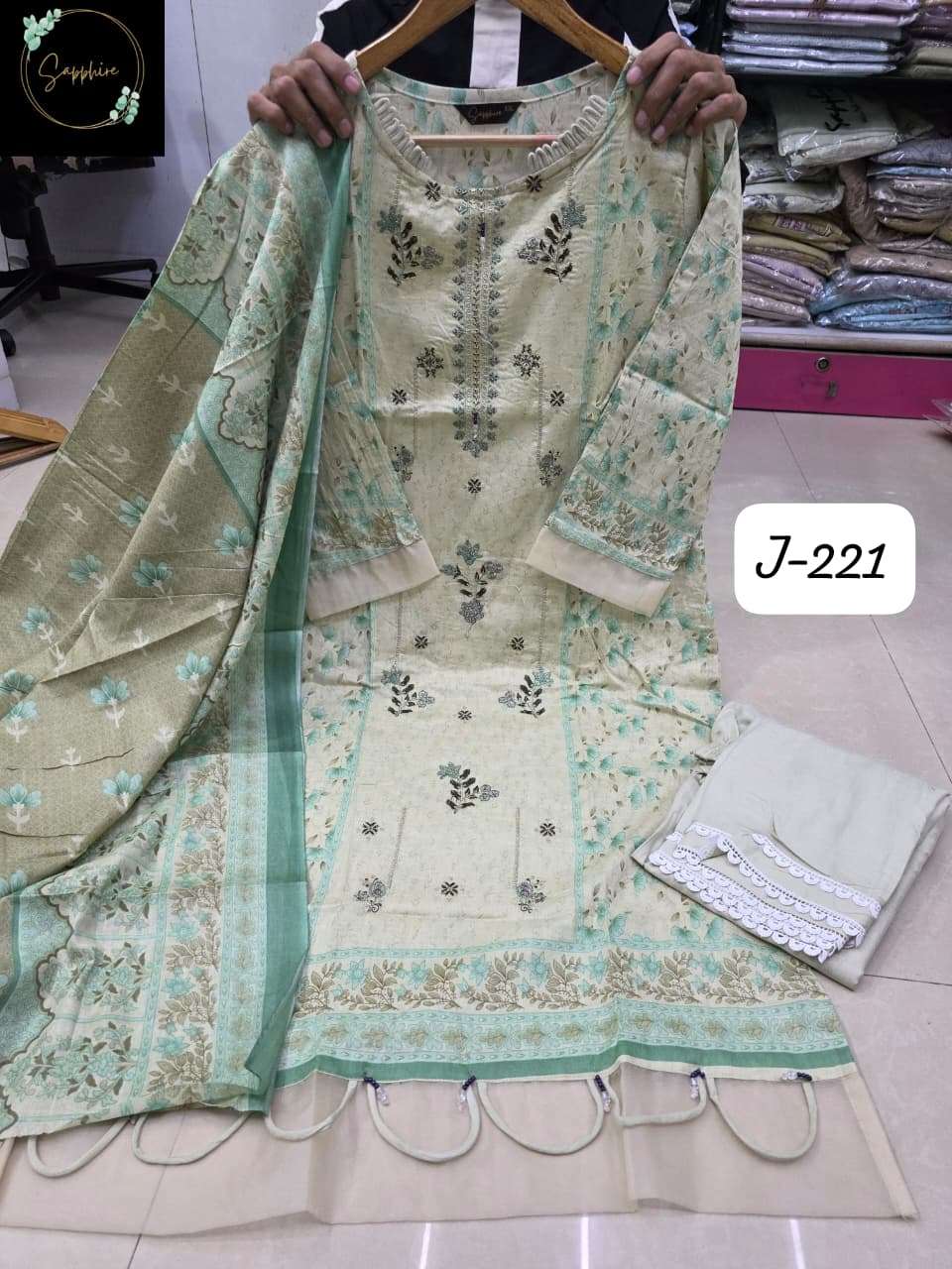 Jazmin Vol 221 Sapphire Lawn Cotton Pakistani Readymade Suits Supplier India