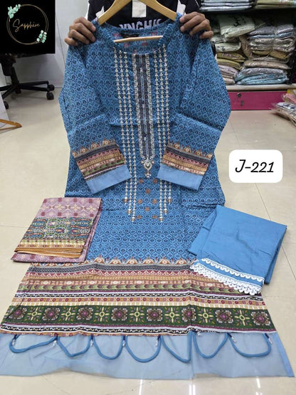Jazmin Vol 221 Sapphire Lawn Cotton Pakistani Readymade Suits Supplier India