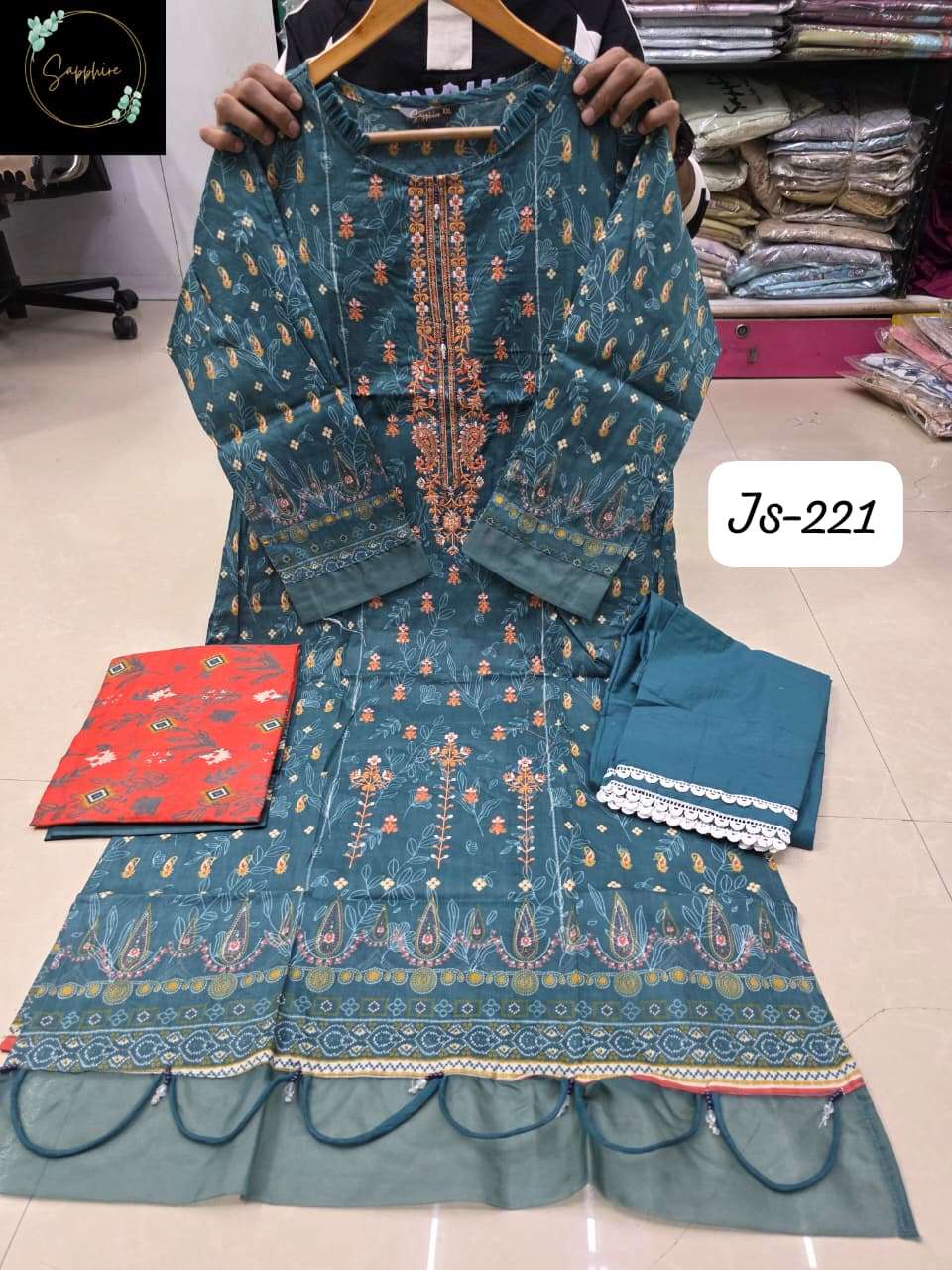 Jazmin Vol 221 Sapphire Lawn Cotton Pakistani Readymade Suits Supplier India