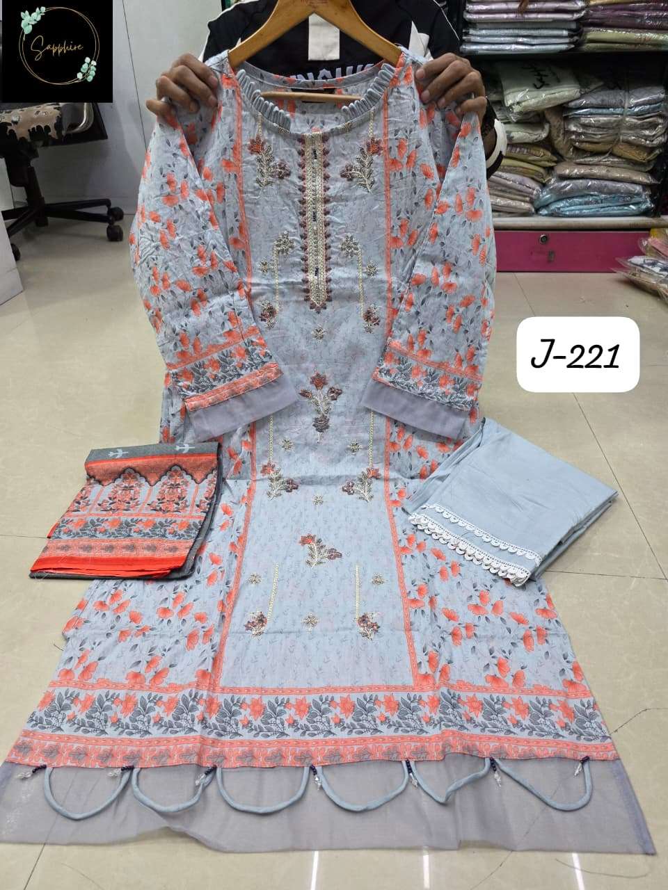 Jazmin Vol 221 Sapphire Lawn Cotton Pakistani Readymade Suits Supplier India