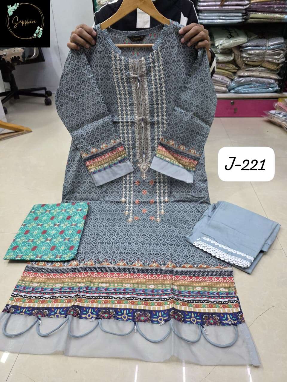 Jazmin Vol 221 Sapphire Lawn Cotton Pakistani Readymade Suits Supplier India