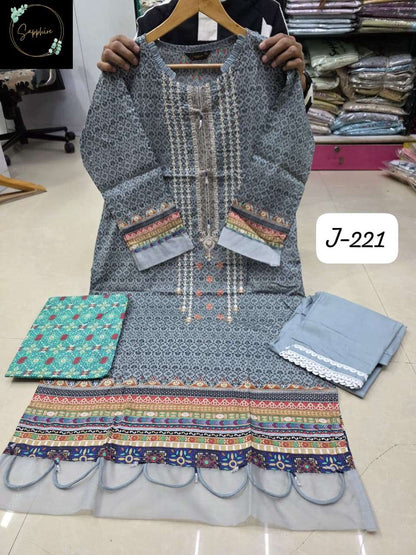Jazmin Vol 221 Sapphire Lawn Cotton Pakistani Readymade Suits Supplier India