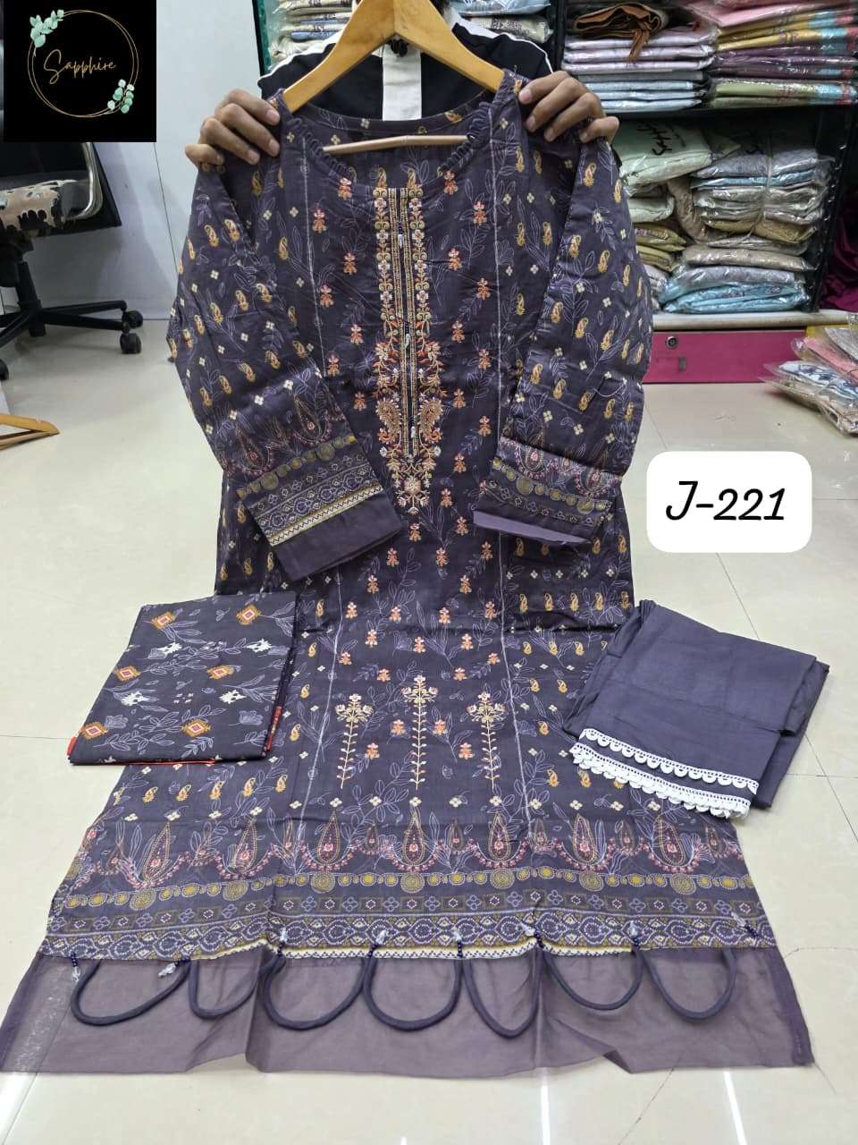 Jazmin Vol 221 Sapphire Lawn Cotton Pakistani Readymade Suits Supplier India