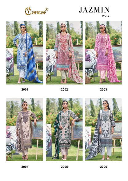 Jazmin Vol 2 Cosmos Fashion Lawn Cotton Karachi Salwar Suits Wholesale