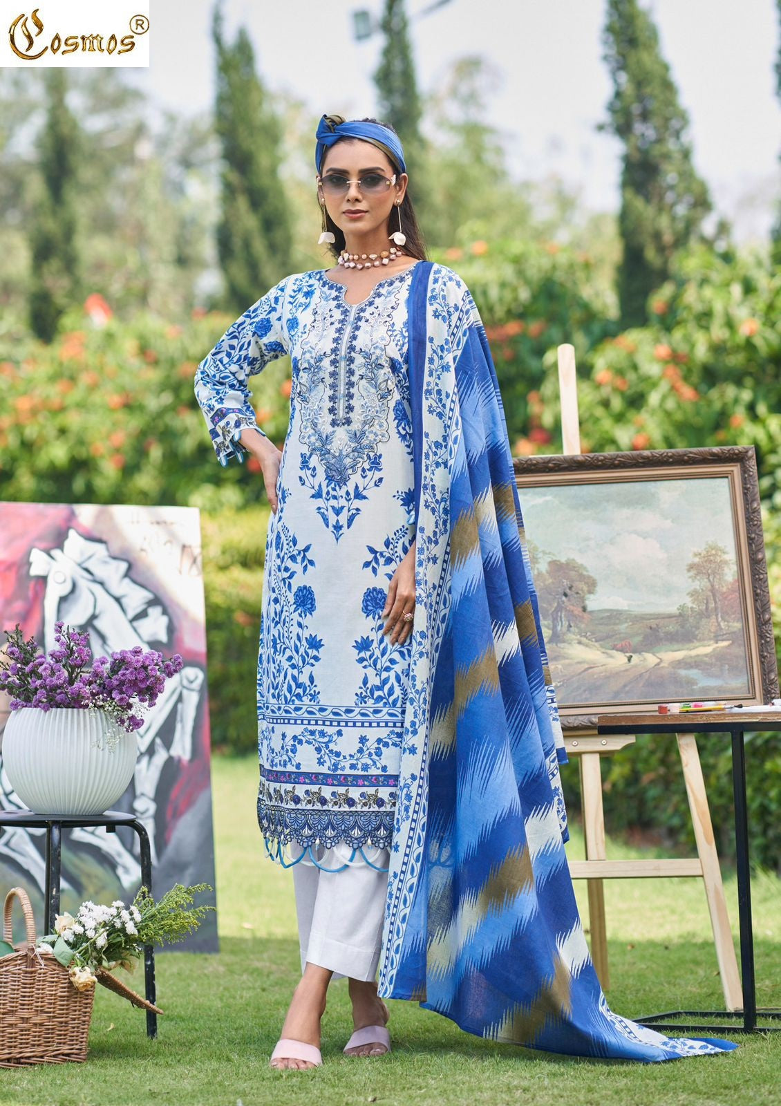 Jazmin Vol 2 Cosmos Fashion Lawn Cotton Karachi Salwar Suits Wholesale