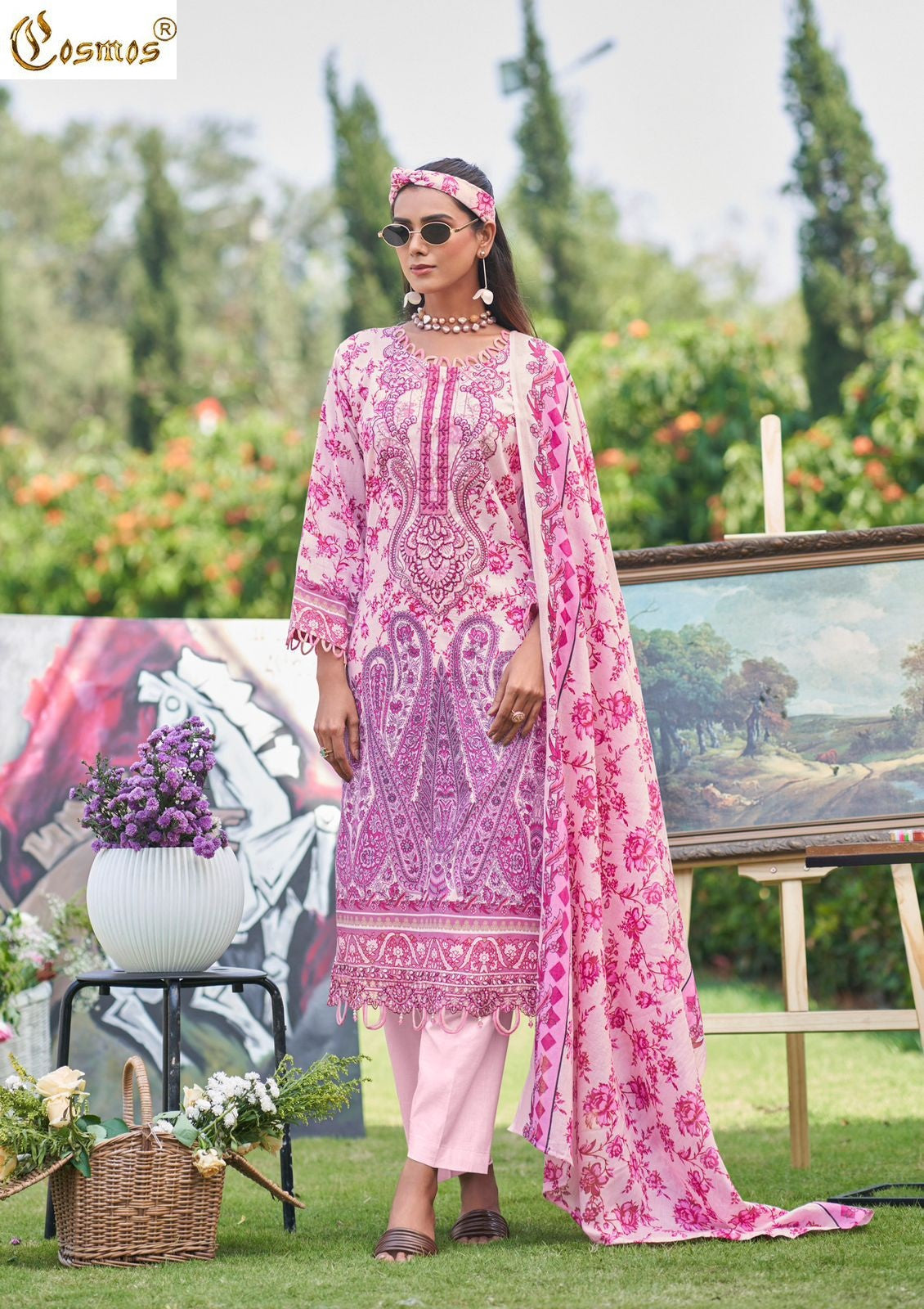 Jazmin Vol 2 Cosmos Fashion Lawn Cotton Karachi Salwar Suits Wholesale