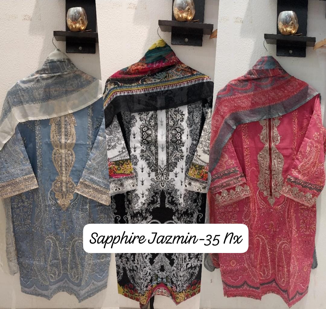 Jazmin Vol 35 Sapphire Lawn Cotton Pakistani Readymade Suits Wholesaler India