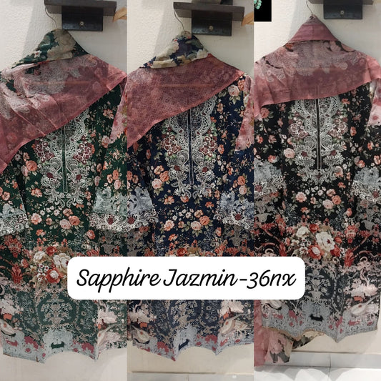 Jazmin Vol 36 Nx Sapphire Lawn Cotton Karachi Readymade Suits Wholesale