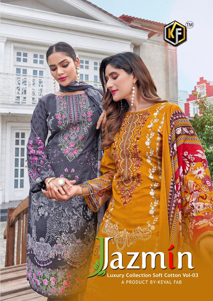 Jazmin Vol 3 Keval Fab Cotton Karachi Salwar Suits Wholesaler