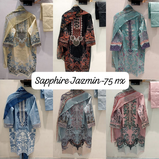 Jazmin Vol 75 Nx Sapphire Lawn Cotton Pakistani Readymade Suits Wholesale Rate