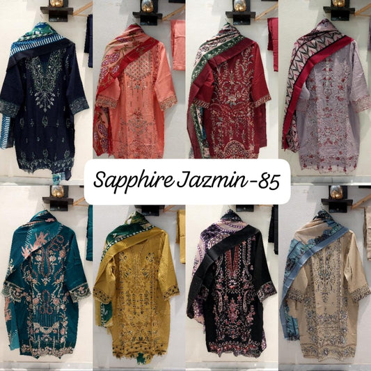 Jazmin Vol 85 Sapphire Rayon Pakistani Readymade Suits Exporter Gujarat