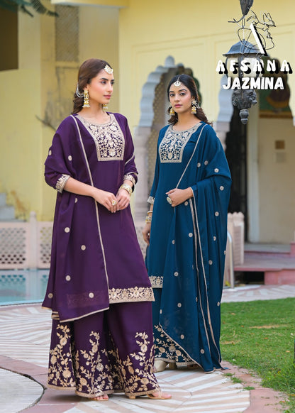 Jazmina Afsana Simmer Readymade Plazzo Style Suits Wholesaler Gujarat