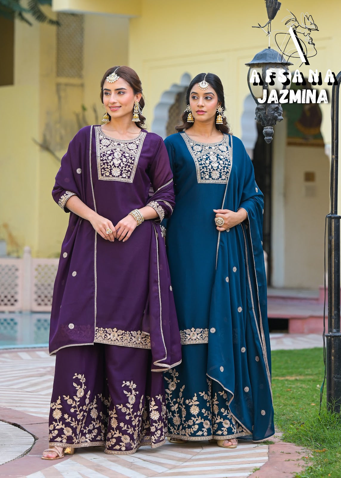 Jazmina Afsana Simmer Readymade Plazzo Style Suits Wholesaler Gujarat