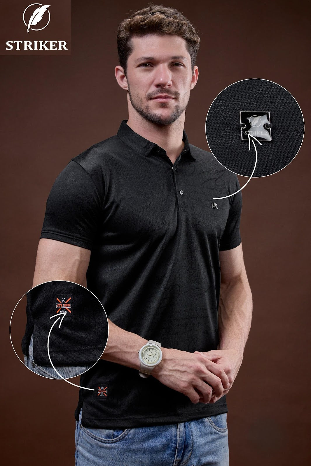 Jbr St 302 Striker Jacquard Knit Mens Tshirts Manufacturer Gujarat