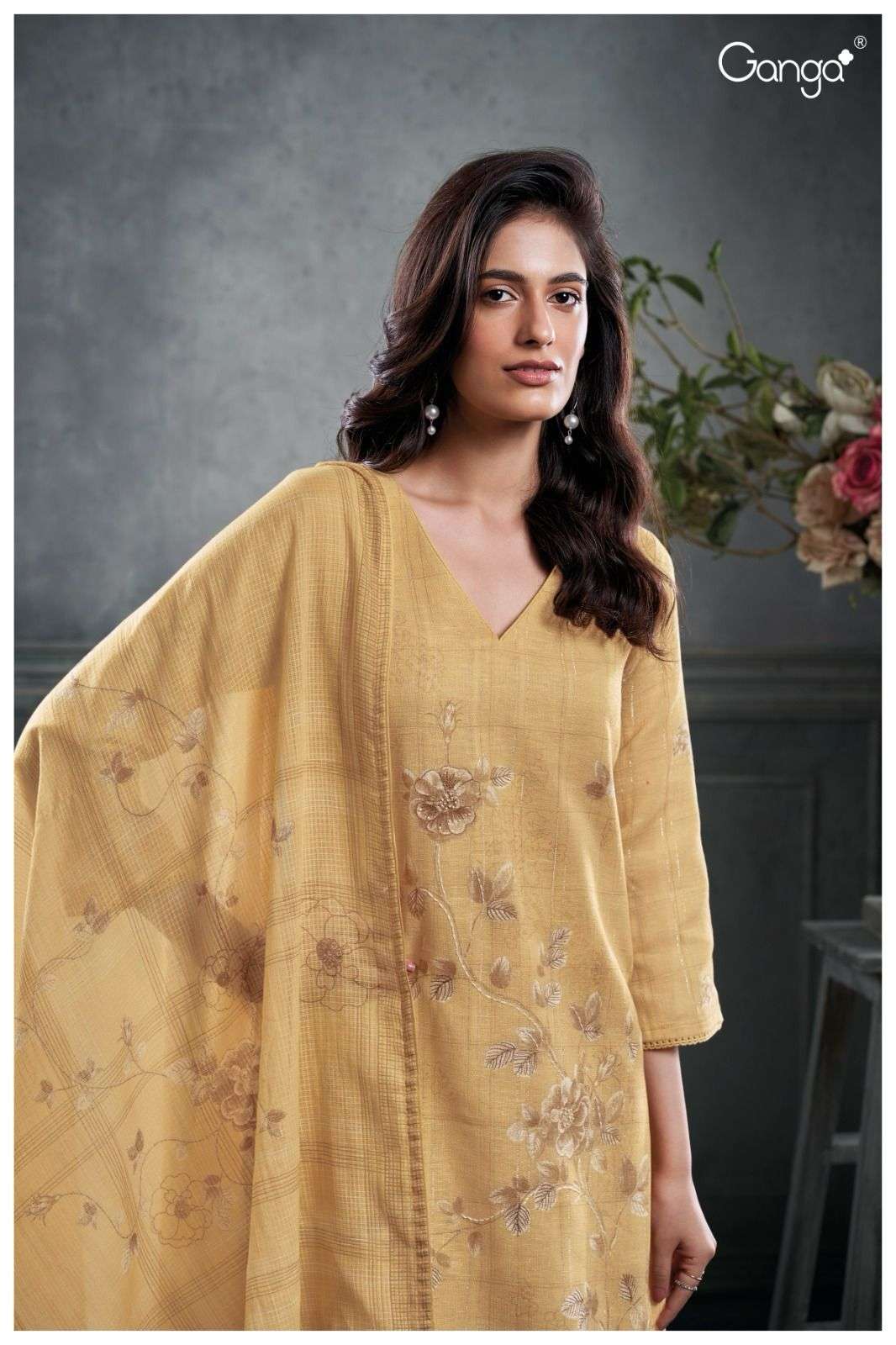 Jean 2758 Ganga Cotton Linen Pant Style Suits Wholesaler Gujarat