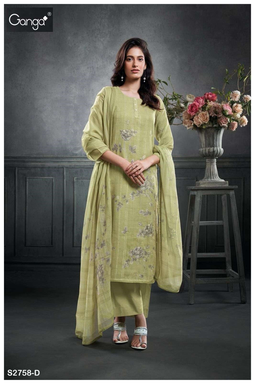 Jean 2758 Ganga Cotton Linen Pant Style Suits Wholesaler Gujarat