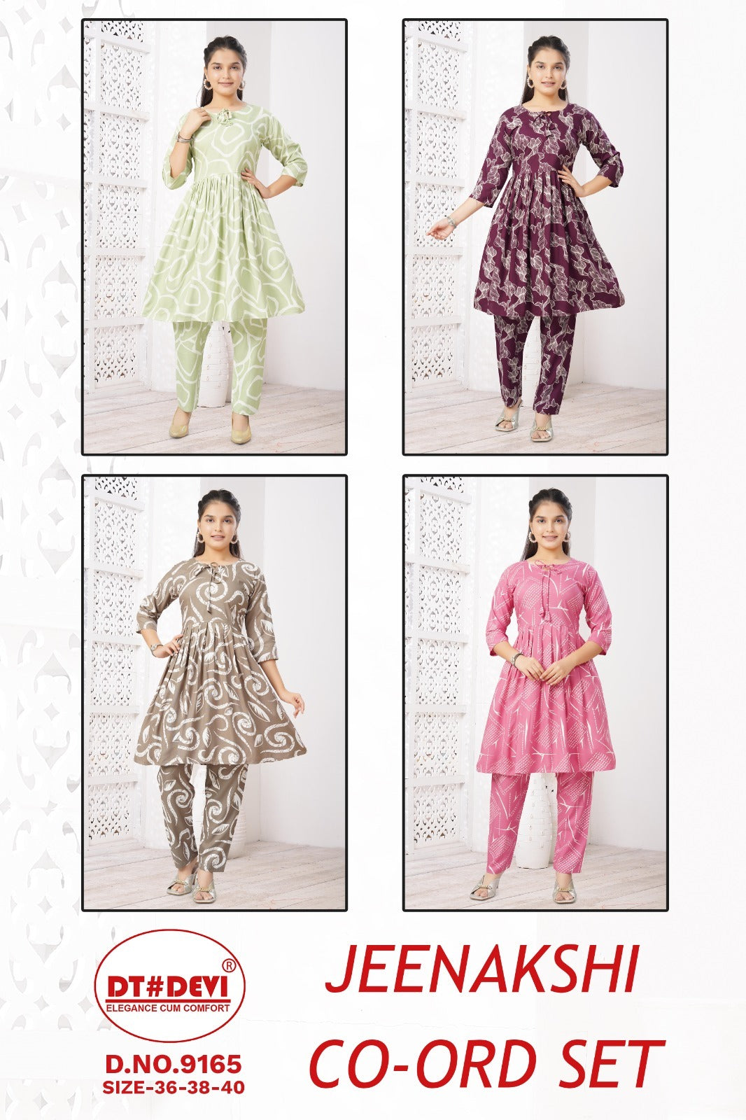Jeenakshi Dn 9165 Dt Devi Rayon 22Kg Girls Co Ord Set Wholesaler Ahmedabad