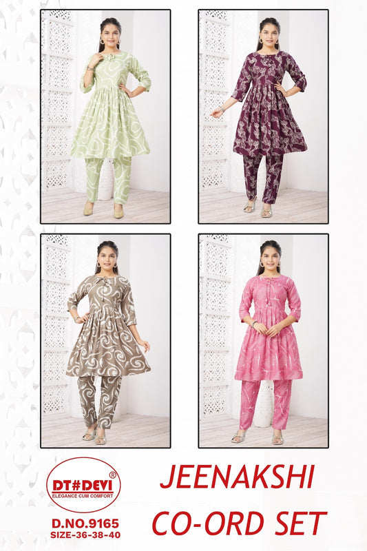 Jeenakshi Dn 9165 Dt Devi Rayon 22Kg Girls Co Ord Set Wholesaler Ahmedabad