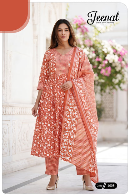 Jeenal Majisa Cotton Readymade Anarkali Suits Supplier India
