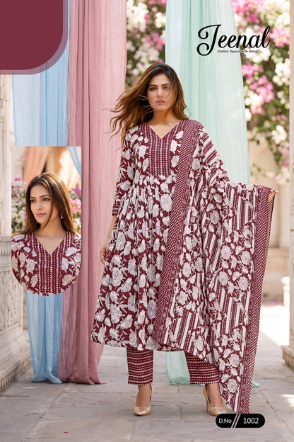 Jeenal Majisa Cotton Readymade Anarkali Suits Supplier India