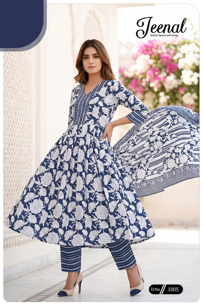 Jeenal Majisa Cotton Readymade Anarkali Suits Supplier India