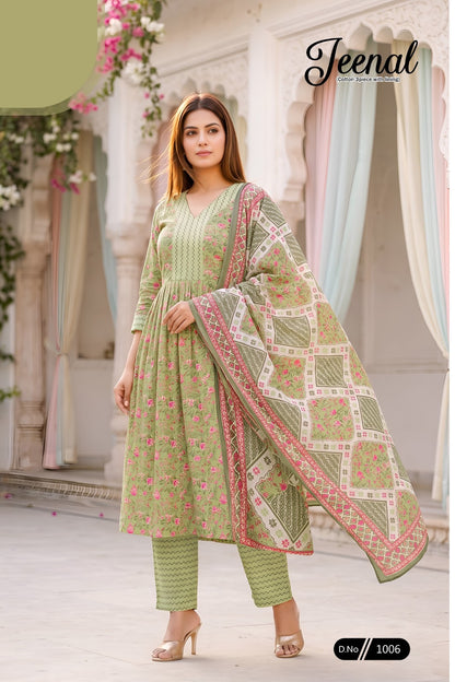 Jeenal Majisa Cotton Readymade Anarkali Suits Supplier India