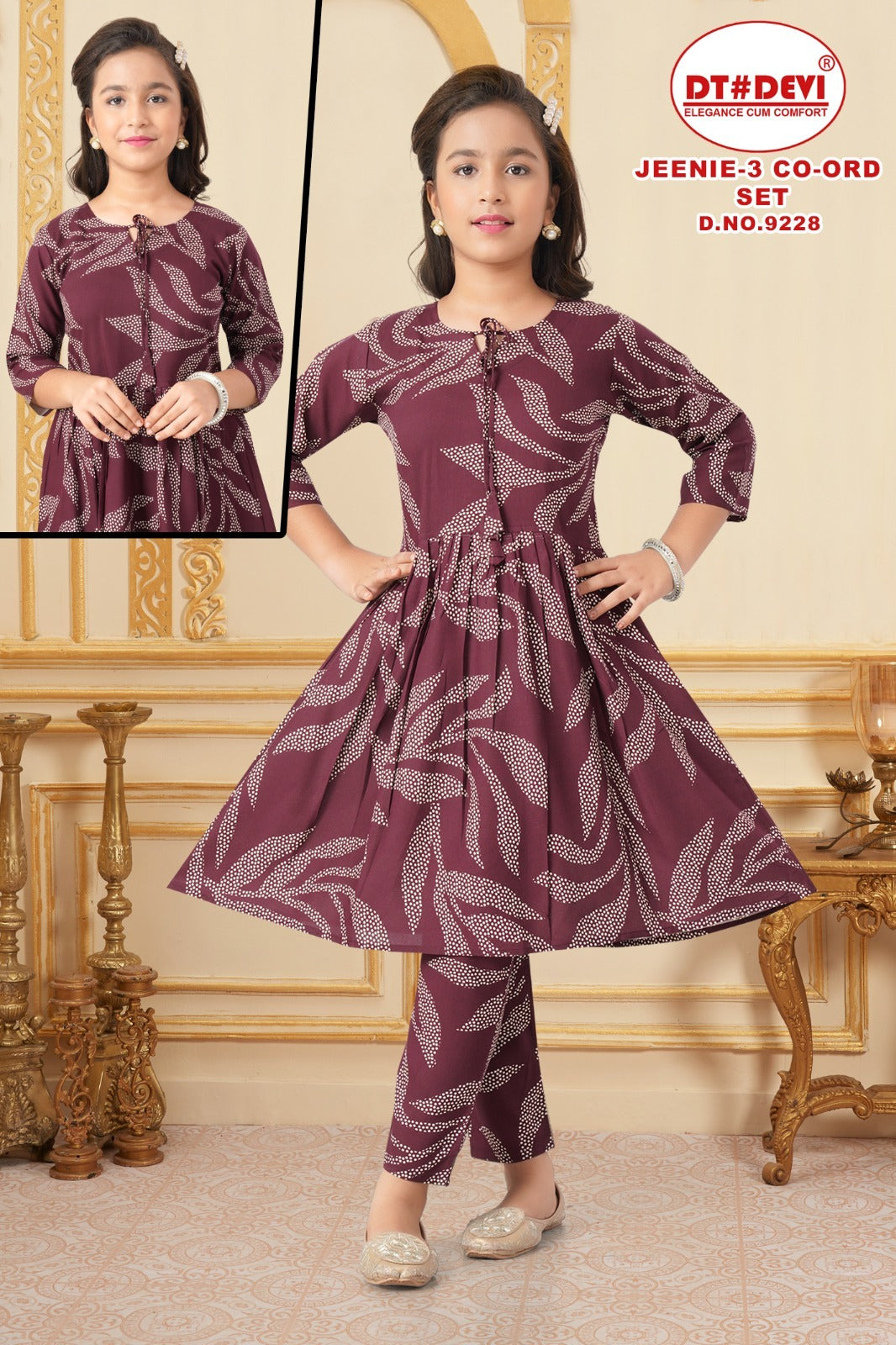 Jeenie 3 Dn 9228 Dt Devi Liva Rayon Girls Co Ord Set Wholesaler India