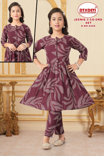 Jeenie 3 Dn 9228 Dt Devi Liva Rayon Girls Co Ord Set Wholesaler India