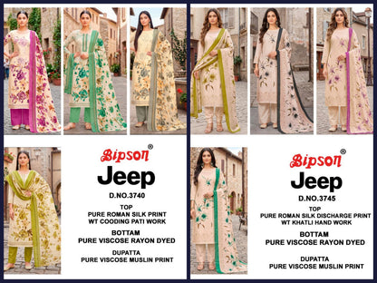 Jeep Wranglar 3740-3745 Bipson Prints Roman Silk Pant Style Suits Wholesaler Ahmedabad